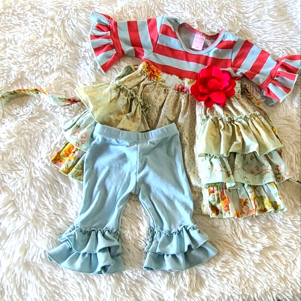 Giggle Moon girls 18m dress with ruffle pants